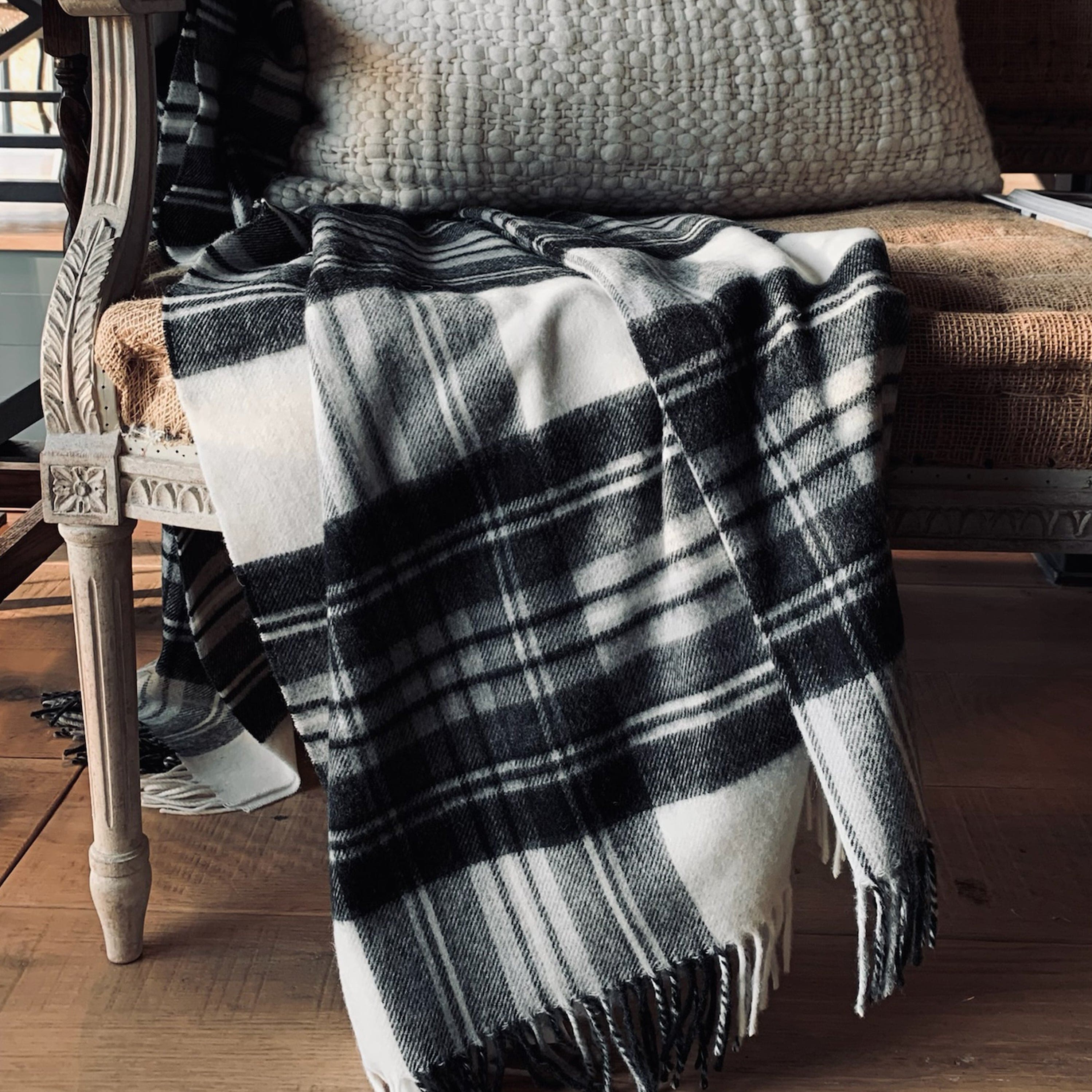 Black plaid throw sale